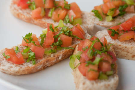 Bread top fresh salad closeupの写真素材