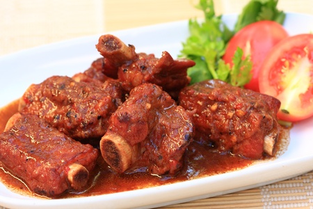 Pork rib roast with pepper sauce and honey の写真素材