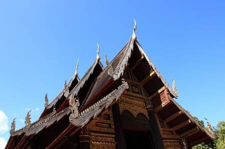 Roof of temple puttha-erng style Lannaの写真素材