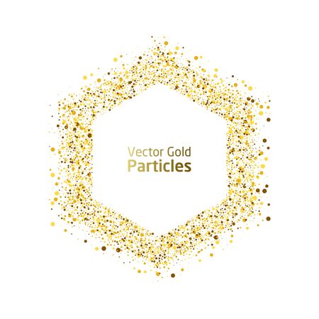 Vector eps 10 golden particles. Glowing abstract gold particle in hexagon shape. Gold hexagon luxury background.のイラスト素材