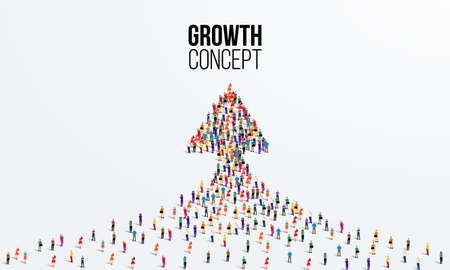Large group of people in the shape of an arrow. Business growth concept. Vector illustrationのイラスト素材
