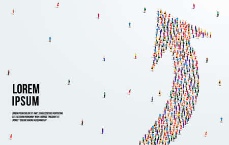 Arrow sign. Business Growth or Success or Development concept. Large group of people form to create a shape arrowのイラスト素材