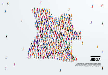 Angola Map. Large group of people form to create a shape of Angola Map. vector illustration.のイラスト素材