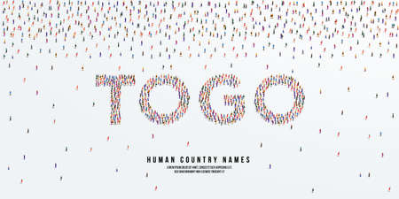 Human country name Togo. large group of people form to create country name Togo. vector illustration.のイラスト素材