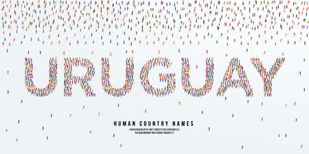 Human country name Uruguay. large group of people form to create country name Uruguay. vector illustration.のイラスト素材