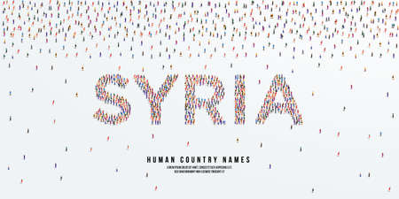 Human country name Syria. large group of people form to create country name Syria. vector illustration.のイラスト素材