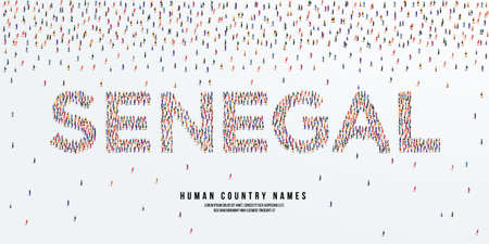Human country name Senegal. large group of people form to create country name Senegal. vector illustration.のイラスト素材
