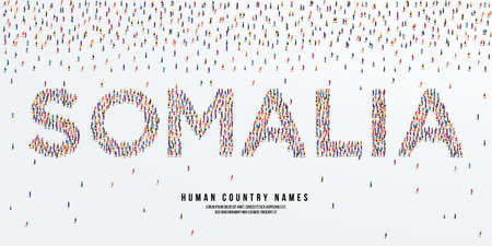 Human country name Somalia. large group of people form to create country name Somalia. vector illustration.のイラスト素材