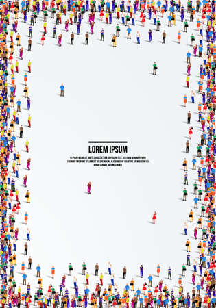 A large group of people on a white background. Aerial view of people crowd. vector Illustration.のイラスト素材