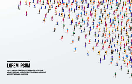 A large group of people on white background. People crowd background. Vector illustrationのイラスト素材