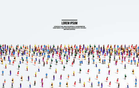 A large group of people on a white background. Aerial view of people crowd. vector Illustration.のイラスト素材