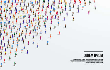 A large group of people on white background. People crowd background. Vector illustrationのイラスト素材