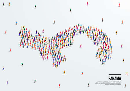 Panama Map. A large group of people form to create a shape of the Panama Map. vector illustration.のイラスト素材