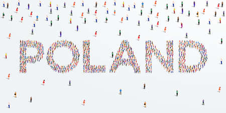 Human country name Poland. large group of people form to create country name Poland. vector illustration.のイラスト素材