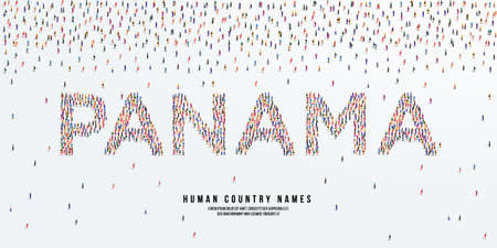 Human country name Panama. large group of people form to create country name Panama. vector illustration.のイラスト素材