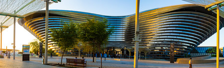 Dubai, United Arab Emirates - October 13, 2021: A panoramic view of The Mobility Pavilion or Alif Pavilion at the Expo 2020 Dubai UAEのeditorial素材