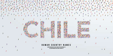 Human country name Chile. large group of people form to create country name Chile. vector illustration.のイラスト素材
