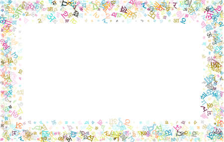 Colorful vector background made from Hindi alphabets, scripts, letters or characters in flat style.のイラスト素材