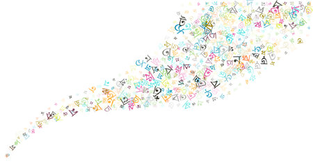 Colorful vector background made from Bengali alphabets, scripts, letters or characters in flat style.のイラスト素材
