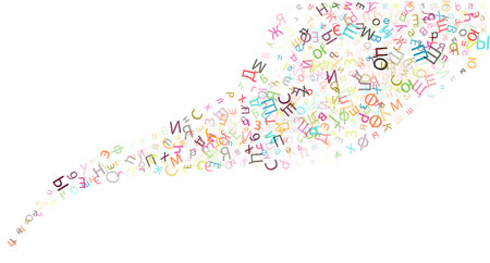 Colorful vector background made from Russian alphabets, scripts, letters or characters in flat style.のイラスト素材