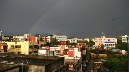 Rainbow over the cityの素材