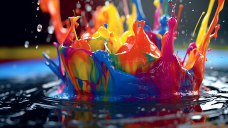 Color gel painting splashing sharp focus.Generative AIの素材
