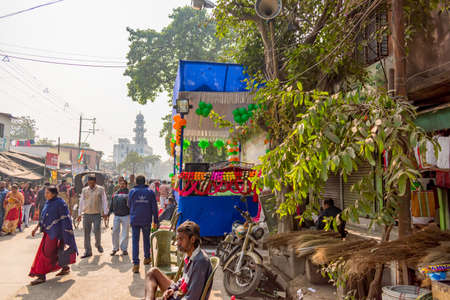 People are gathered at road during Kolpotoru Utsab, at Cossipore in Kolkata, West Bengal, India on January 2020のeditorial素材