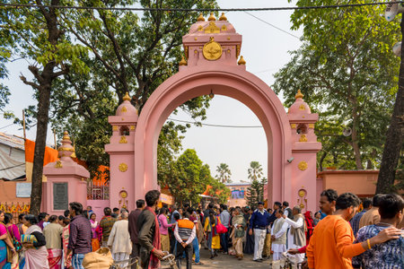 People are gathered for Kolpotoru Utsab, at Cossipore Garden House or Udyanbati, present Ramakrishna...