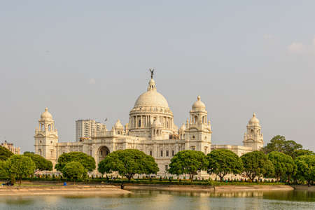 View of Victoria Memorial Kolkata with vibrant moody sky in the background. Victoria Memorial is a monument and museum built in the memory of Queen Victoria in 1921 at Kolkata in Indiaのeditorial素材