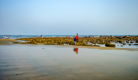 Beautiful sea shore at sunrise or sunset sunset Wild Empty Tropical beach.の写真素材