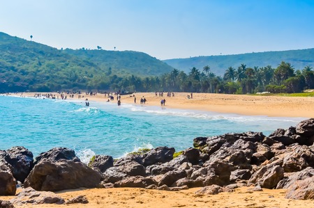 Photograph of Goa Sea Beach taken in Christmas Holiday during New Year celebration in landscape style Useful for background screen saver e-cards website banner usage Travel Vacation Conceptの写真素材