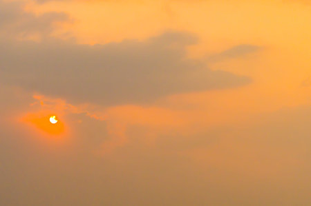 Photograph of vibrant cloudy sky at dusk dawn daytime snap in landscape style. Useful for background...