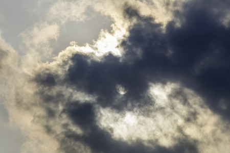 Dramatic sky with stormy clouds. Dark sky and dramatic black cloud before rain. Calcutta Indiaの写真素材