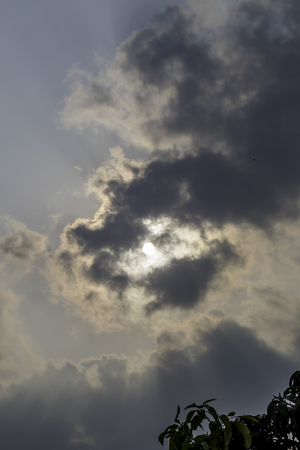 Dramatic sky with stormy clouds. Dark sky and dramatic black cloud before rain. Calcutta Indiaの写真素材