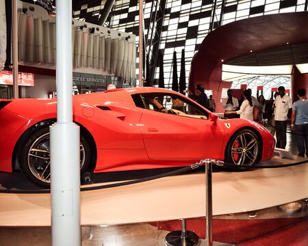 Dubai - October 10, 2018: Ferrari Enzo is on display at Auto Show. inside a pavilion for the visitors.のeditorial素材