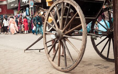 KOLKATA, WEST BENGAL, INDIA - JANUARY 5 2019: Traditional hand pulled rickshaws, also calledのeditorial素材