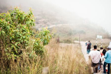 Nohkalikai Wakaba Falls Cherrapunjee Meghalaya, India December 25 2018 - Foggy and cloudy landscape, the wettest places on Earth. It is popular for Tallest Plunge waterfall in Meghalaya Northeast.のeditorial素材