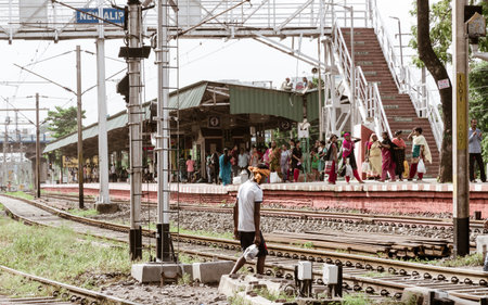 New Alipur, Kolkata, August 20, 2019 â€“ View of Indian Crowded South Eastern Railway Station...