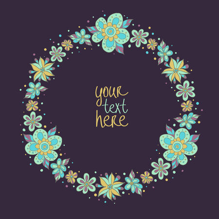 Floral vector frame with place for your text.Can be used as creating card, invitation card for wedding,birthday and other holiday backgroundのイラスト素材