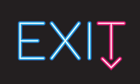 Exit neon sign.Vector colorful letteringのイラスト素材
