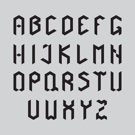 Black vector alphabet set in abstract and geometric styleのイラスト素材