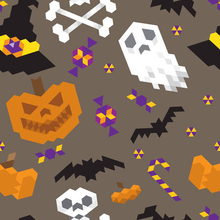 Halloween geometric seamless pattern.Vector backgroundのイラスト素材