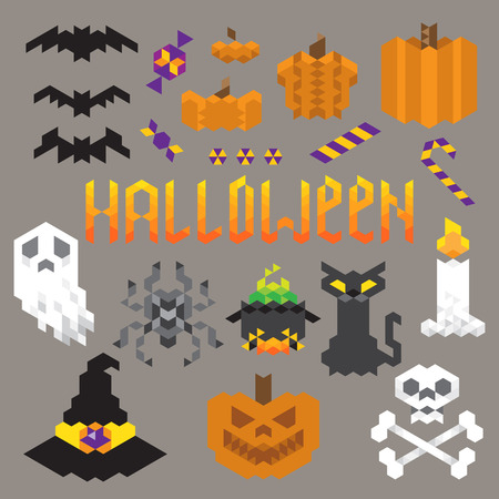 Halloween geometric set.Vector icon collectionのイラスト素材