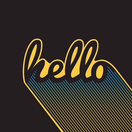 Hello colorful lettering.Retro template vector illustrationのイラスト素材