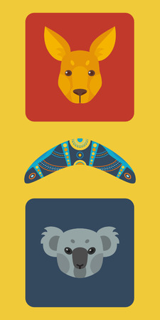 Australian colorful flat set.Vector illustrationのイラスト素材