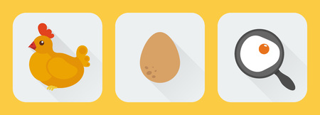 Chicken icon flat set.Vector illustrationのイラスト素材