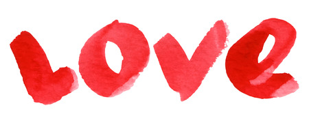 Watercolor hand drawn LOVE lettering.Vector illustrationのイラスト素材