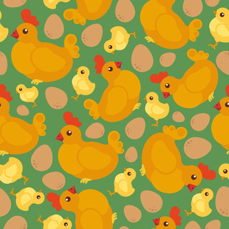 Chicken flat seamless patternのイラスト素材