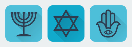 Judaism flat set illustrationのイラスト素材