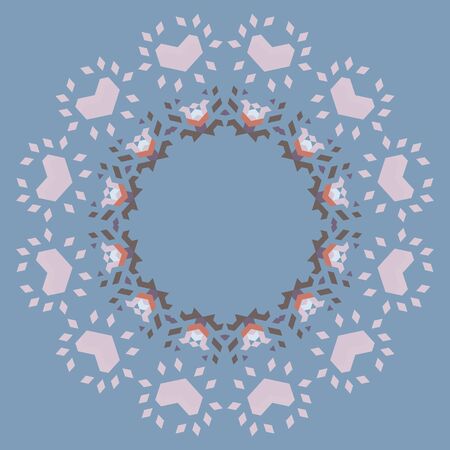 Vector circular geometric background in love and romantic style.Round isolated template consisting of triangular shapesのイラスト素材
